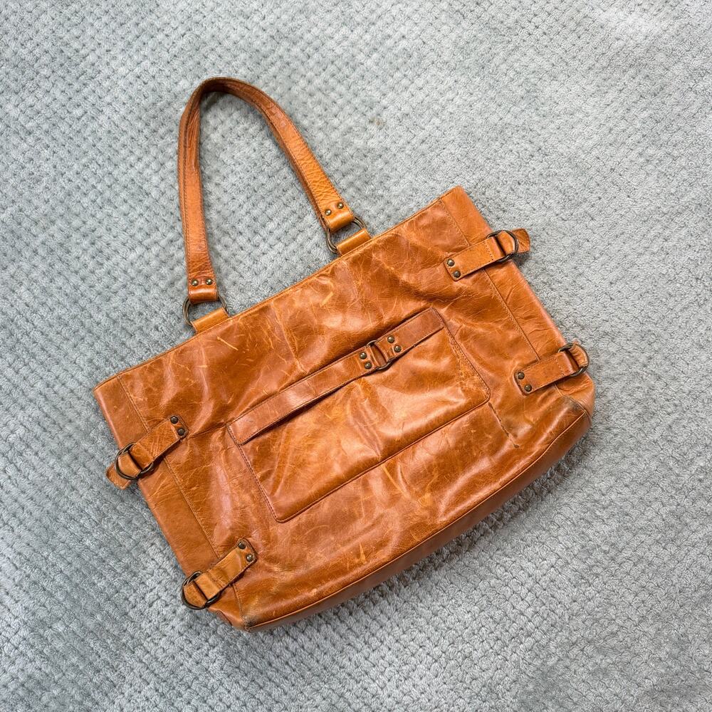 Vintage Y2K KOOBA Warm Brown Distressed Leather Tote Shoulder Bag Computer Work